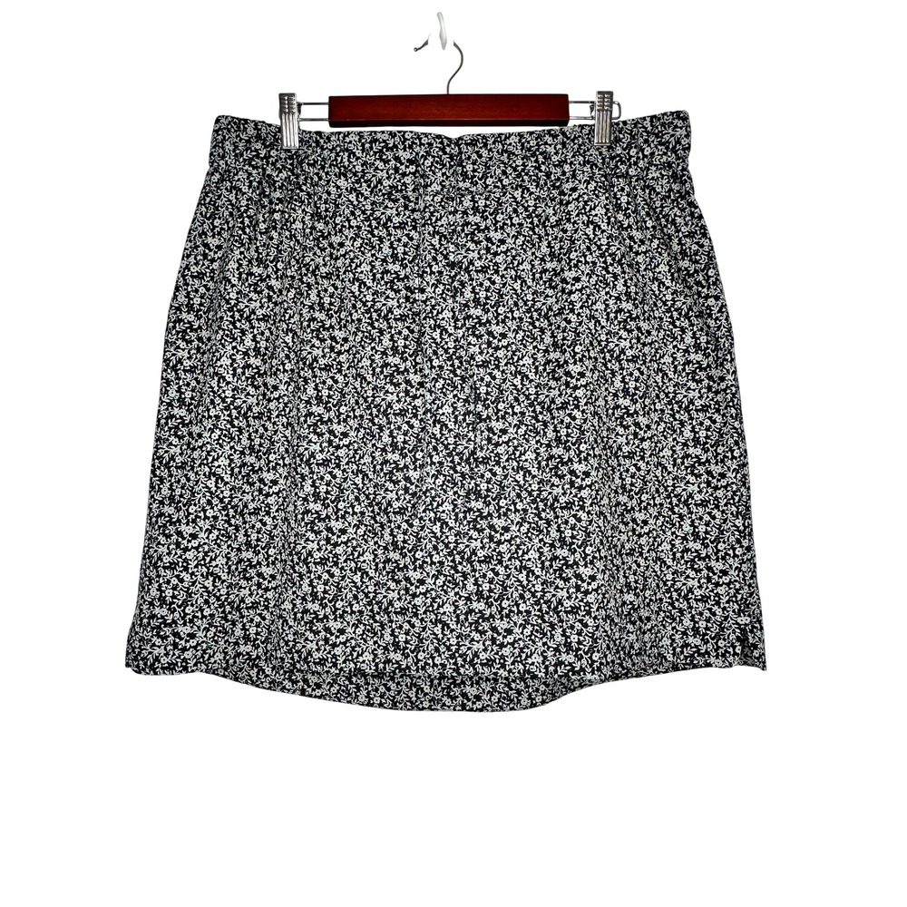 J Jill Fit Skort Size XL Tall Black White Floral Active Skirt Pockets Pickleball